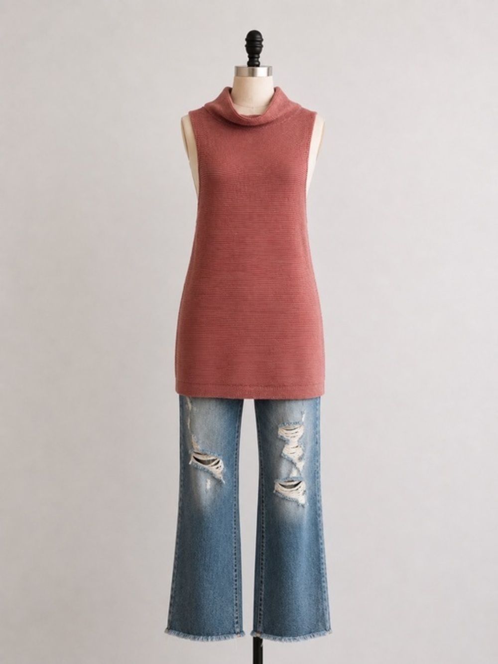 Free People Ribbed Knit Mock Neck Sleeveless Isla Ottoman Tunic Size Small